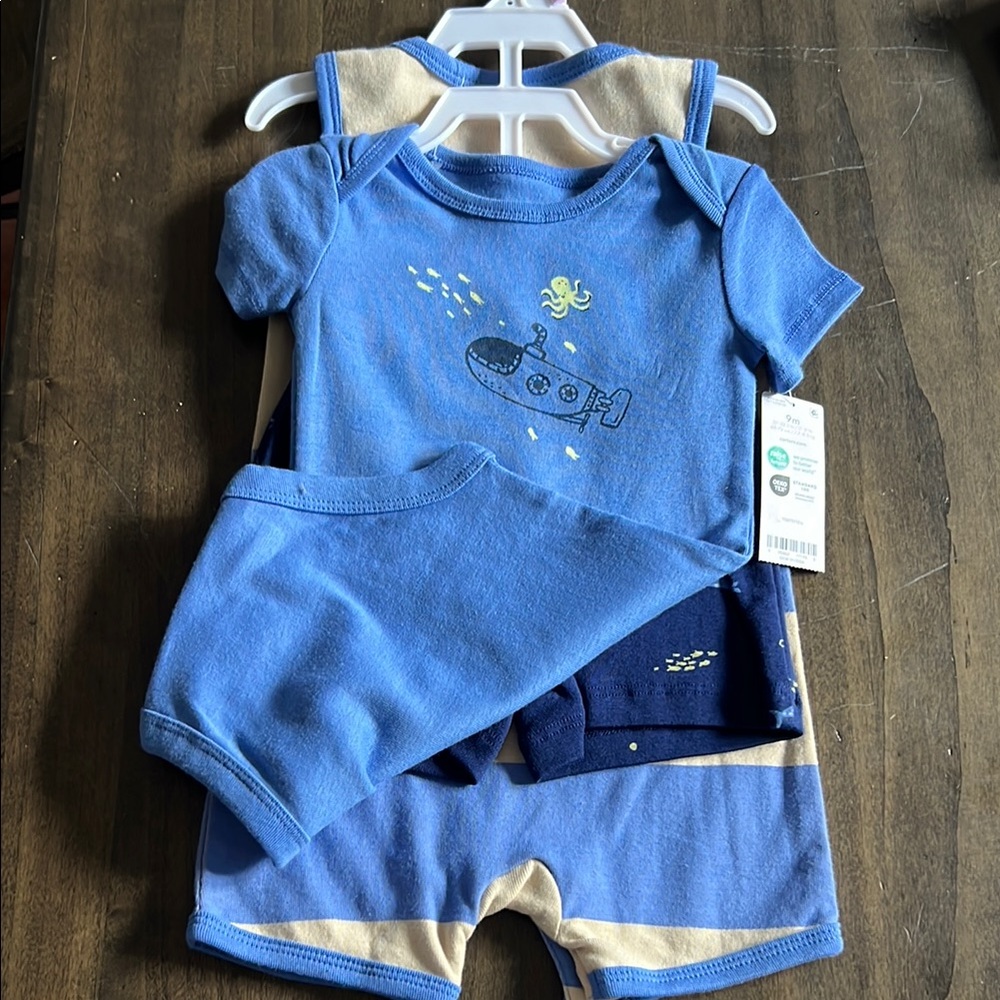 Blue Baby Outfit Set with Submarine Design